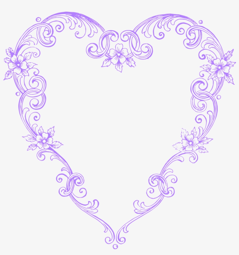Free Images Fancy Vintage Purple Heart Clip Art Image - Purple Hearts Vintage, transparent png download