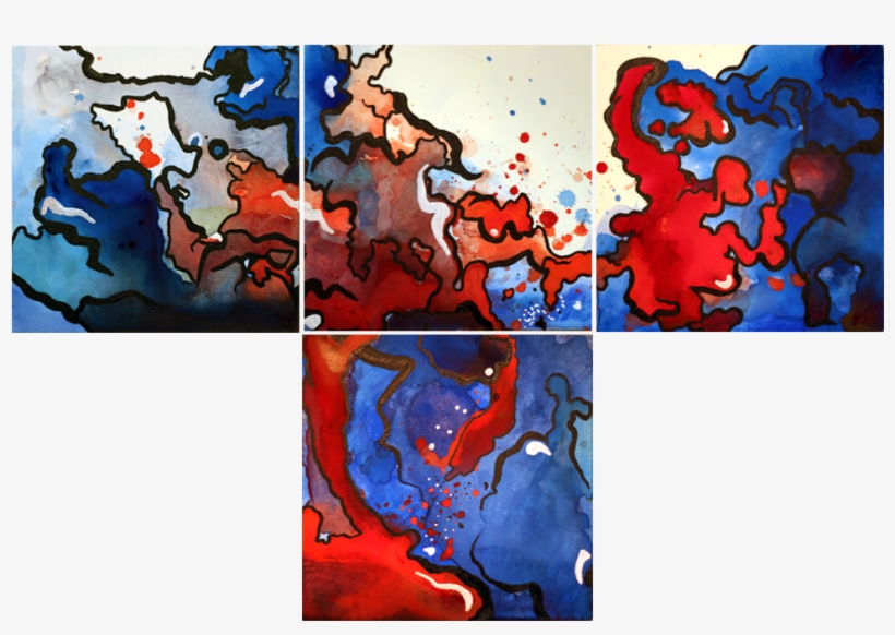 Blood In The Water Watercolor And Acrylic On Aquarbord - Water, transparent png download