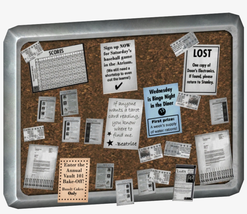 Vault 101 Cafeteria Bulletin Board - Fallout 4 Quest Dialogue, transparent png download