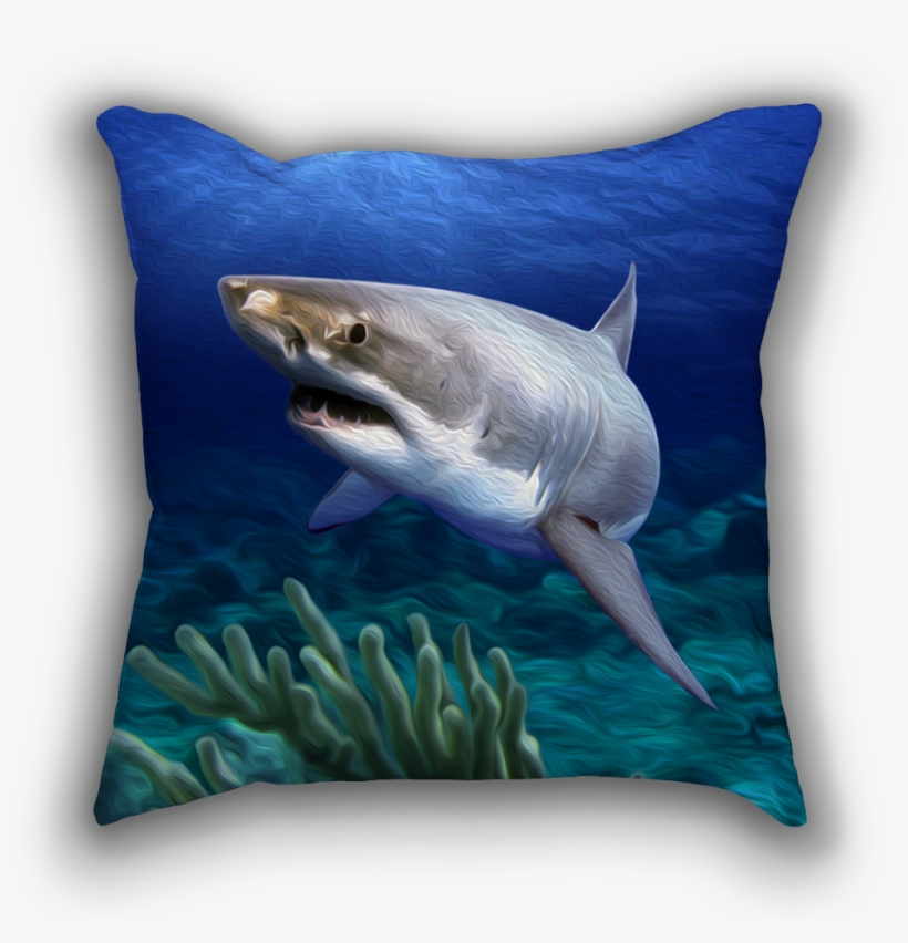 White Water Shark 18x18" Throw Pillow - Great White Shark, transparent png download