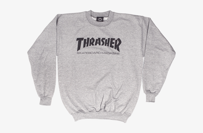 Thrasher Mag Logo Crewneck Sweatshirt Grey - Gray Crew Neck Png, transparent png download