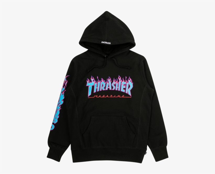 Thrasher Ls T Shirtflames Black White £40, transparent png download