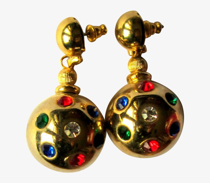Vintage Rhinestone Earrings, 60's Disco Balls - Earrings, transparent png download