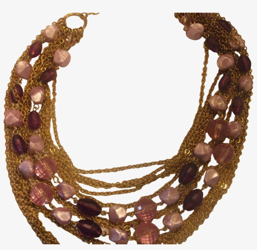 Coro Purple Nugget Disco Ball Beads Gold Chains 14 - Necklace, transparent png download