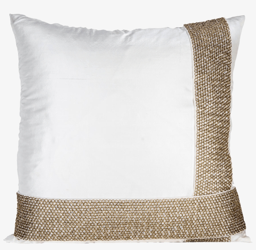 Gold-encrusted White Silk Throw Pillow - Pyar&co Gold-encrusted White Silk Throw Pillow, transparent png download