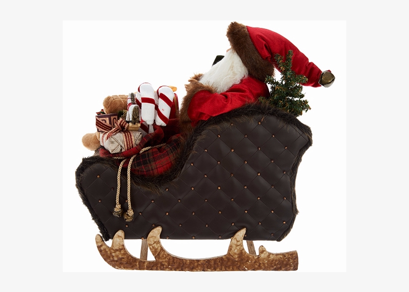 18" Santa In Sleigh With Faux Leather Accents By Valerie, transparent png download