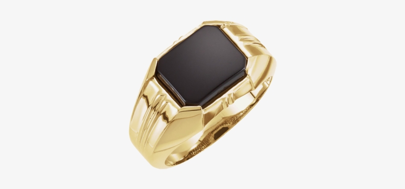 14kt Yellow Gold Men's 12x10mm Onyx Ring, transparent png download