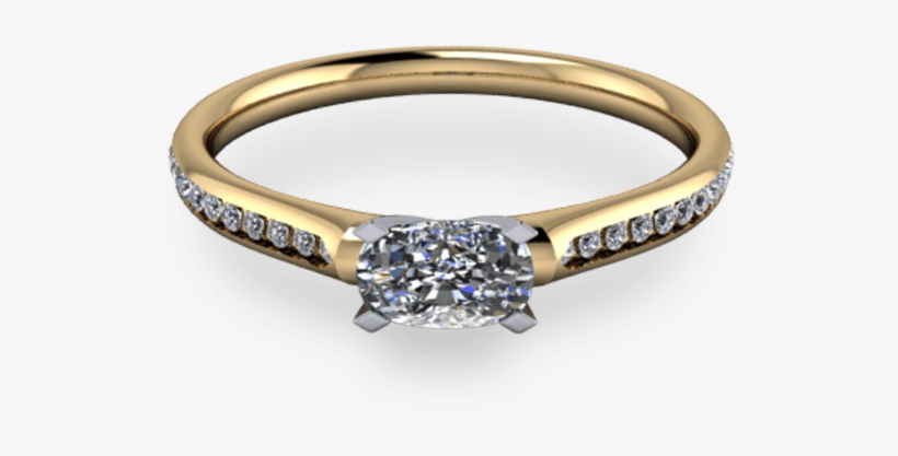 Elegant Oval Four Claw 14ct Yellow Gold Ring - Engagement Ring, transparent png download