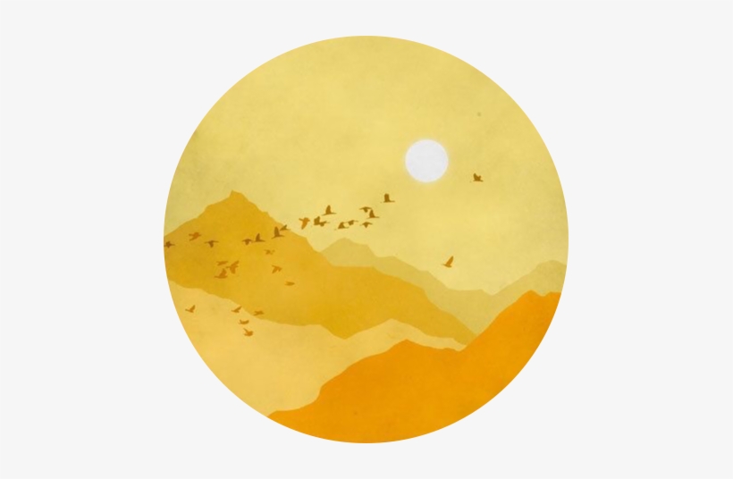 Yellow Circle Mountain Sunset Yellowtheme Yellowaesthet - Circle, transparent png download
