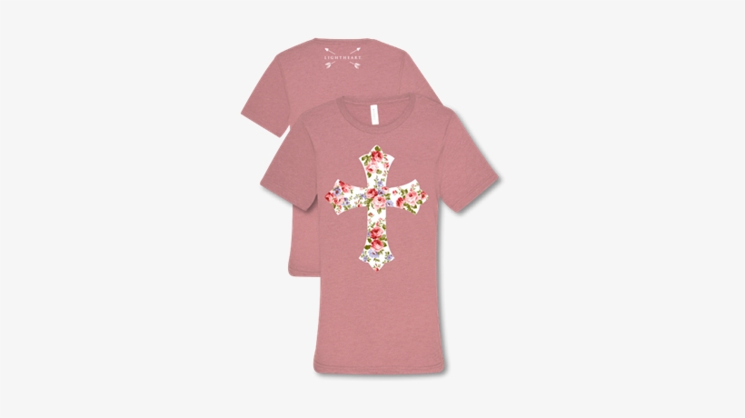 Southern Couture Lightheart Floral Cross Christian - T-shirt, transparent png download