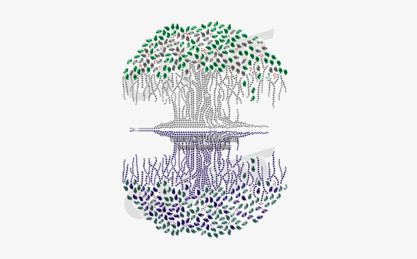 Fascinating Fairy Tree With Shadow Iron On Rhinestone - Doodle, transparent png download