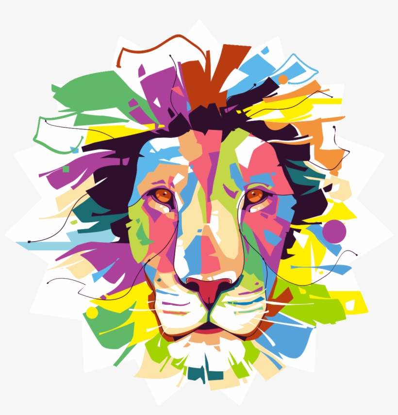 Sticker Pop Art Lion Majestueux Ambiance Sticker Col - Lion Match Box Style, transparent png download
