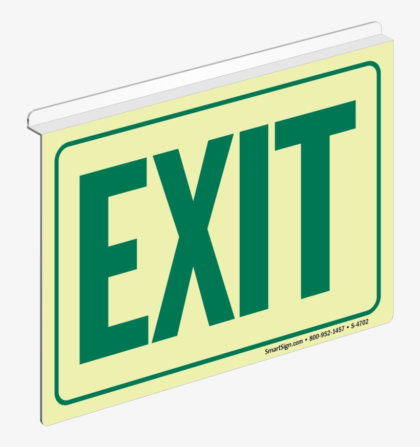 Green Exit Glow Z-sign For Ceiling - Photoluminescent Exit Signs, transparent png download