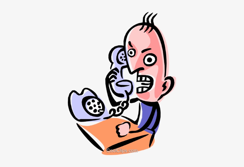 Angry Man On Phone Royalty Free Vector Clip Art Illustration - Злой Человек Пнг, transparent png download