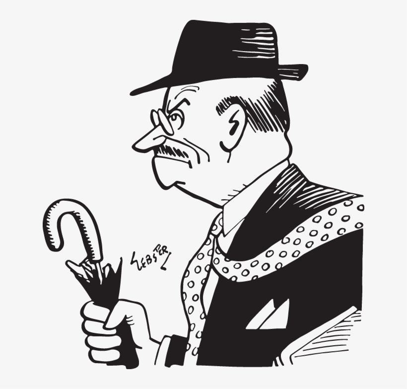 Angry Man With Hat & Umbrella - Illustration, transparent png download