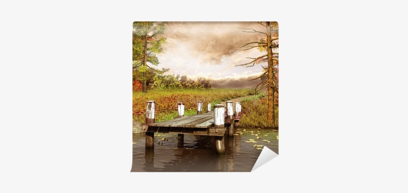 Jesienna Łąka I Molo Nad Jeziorem Wall Mural • Pixers® - Horse On The Lake Shower Curtain, transparent png download