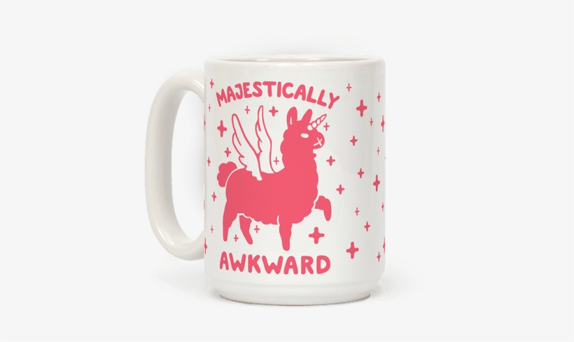 This Cute Llama Mug Is Great For All Awkward Nerds - Majestically Awkward, transparent png download