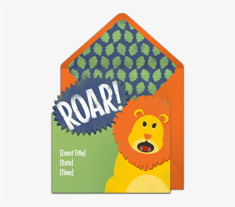 Free Roaring Lion Invitations Jungle Birthday Banner - Party Invitation Lion Diy, transparent png download