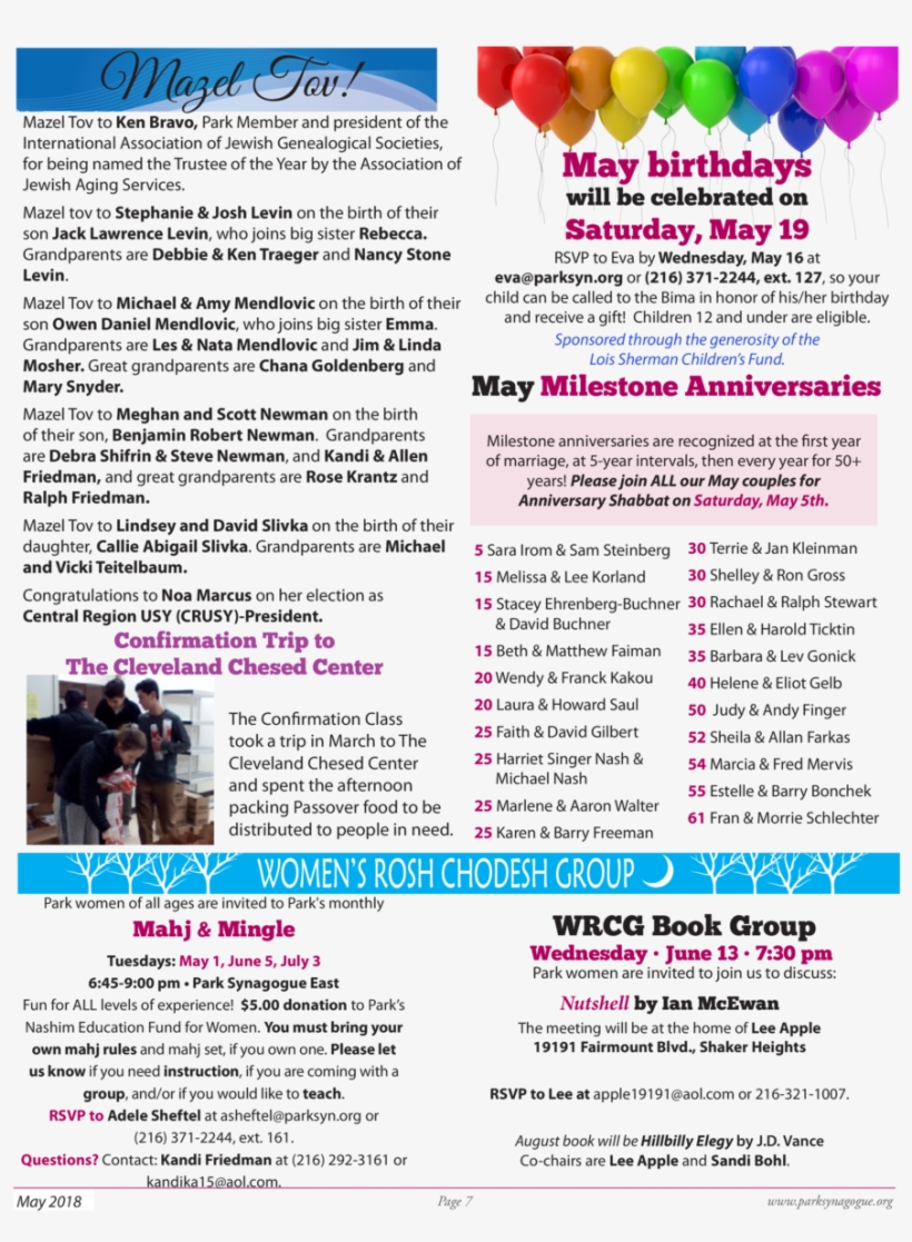 Mazel Tov Mazel Tov To Ken Bravo, Park Member And President - Brochure, transparent png download