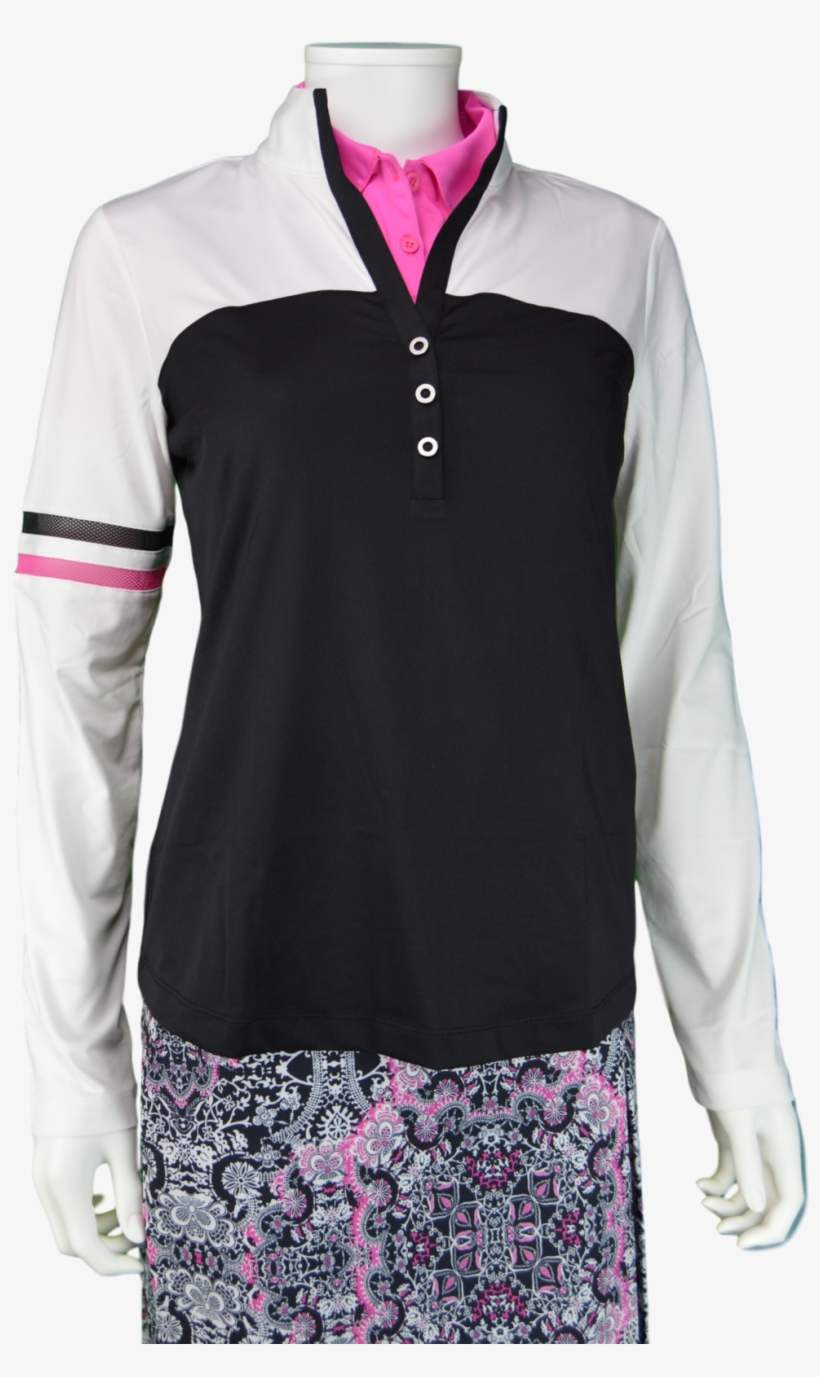 Ep Ny Marbella Long Sleeve Snap Neck Polo, transparent png download