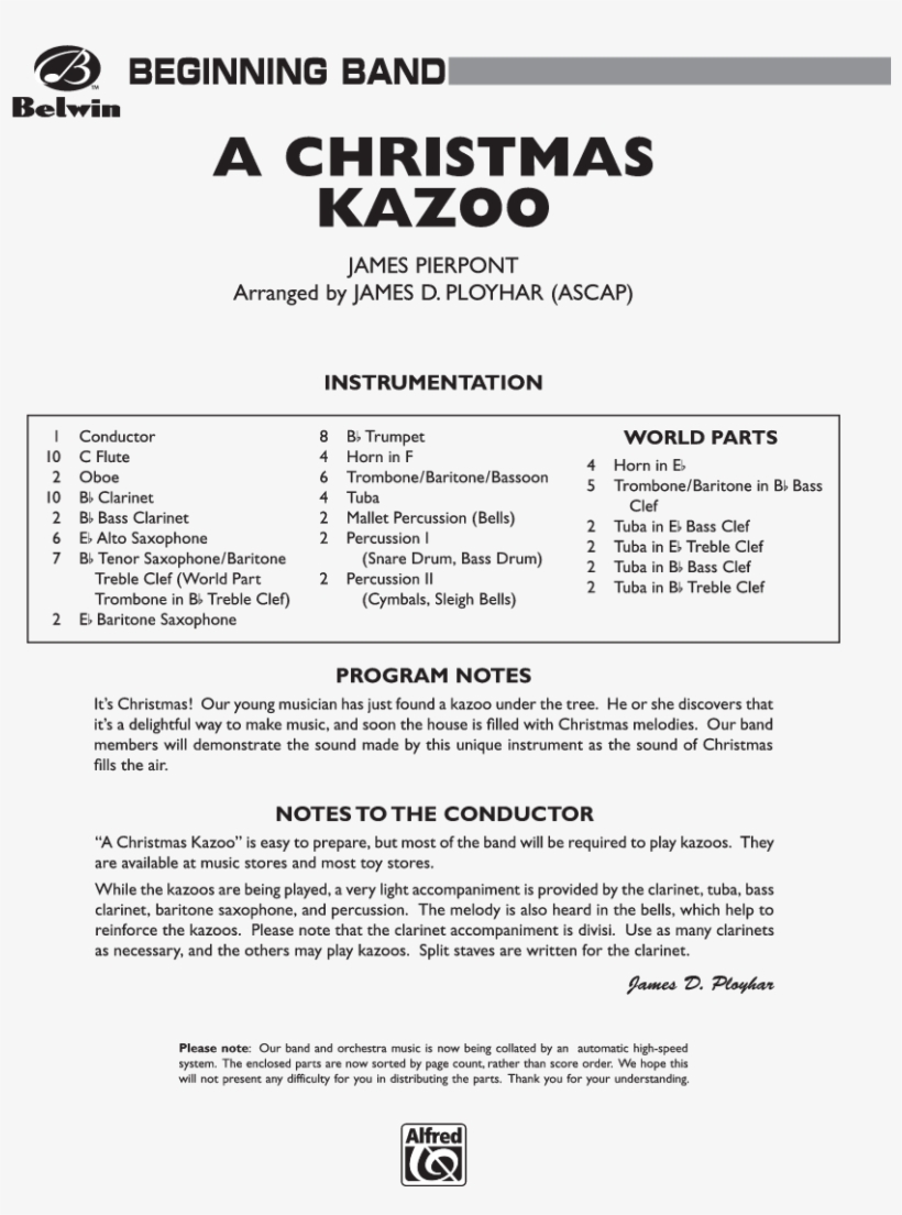 Christmas Kazoo Thumbnail Christmas Kazoo Thumbnail - Christmas Around The World Sheet Music, transparent png download