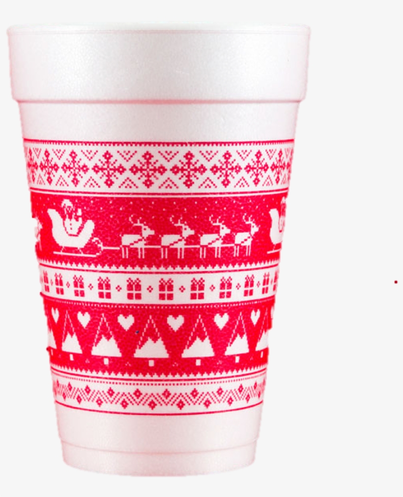 Pre-printed Styrofoam Cups Christmas Pattern, transparent png download