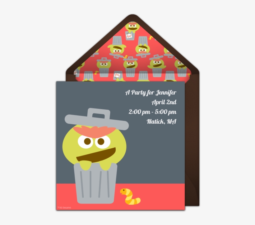 Baby Oscar The Grouch Online Invitation - Oscar The Grouch, transparent png download