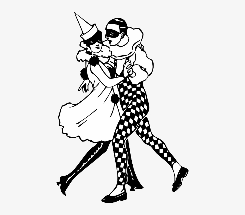 Outline, Man, Woman, Dancer, Dancers, Harlequin - Harlequin Black And White, transparent png download