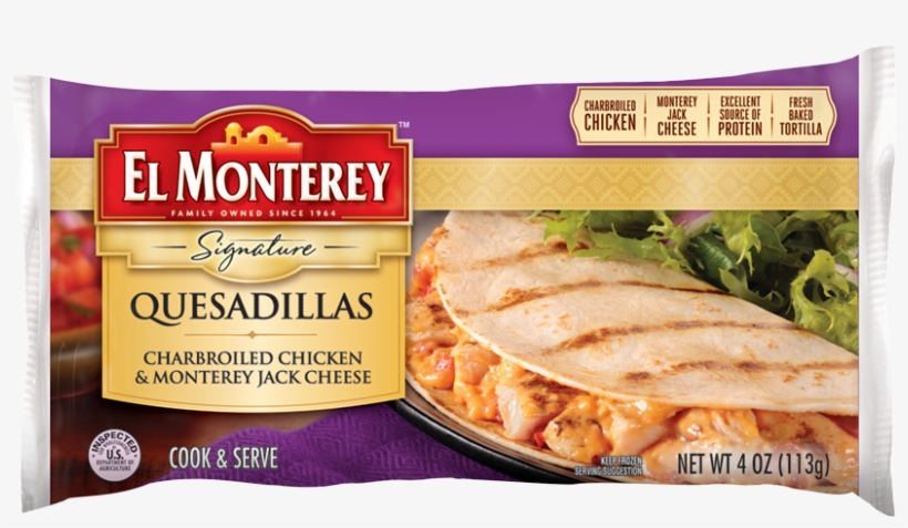 Single Charbroiled Chicken & Monterey Jack Cheese Quesadilla - El Monterey Taquitos, Chicken & Cheese - 21 Taquitos,, transparent png download