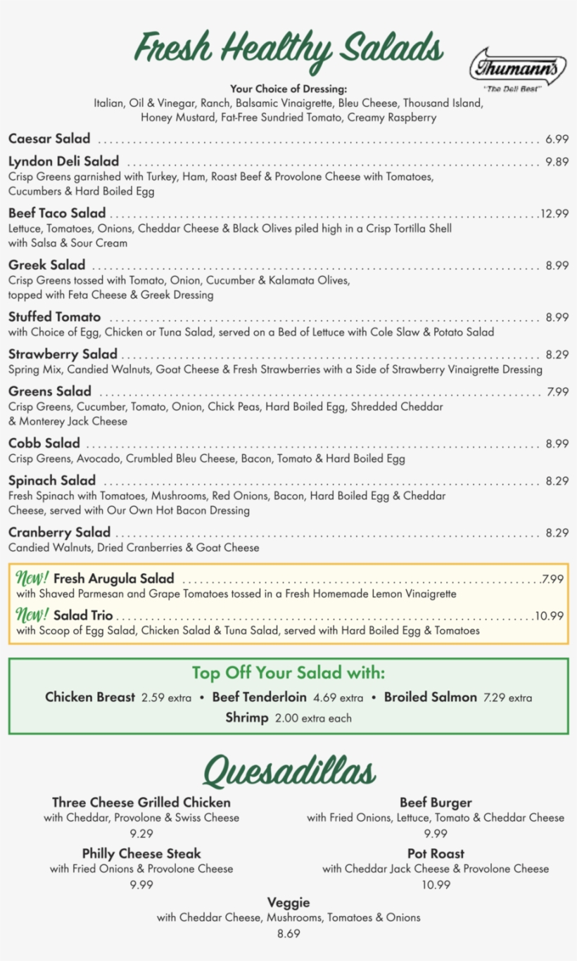 02 Salads Quesadillas - Lyndon Diner, transparent png download