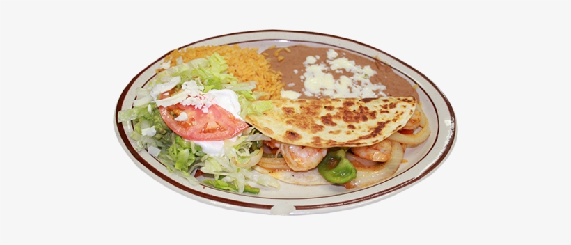 Shrimp Fajita Quesadilla - Shrimp Quesadilla With Rice And Beans, transparent png download