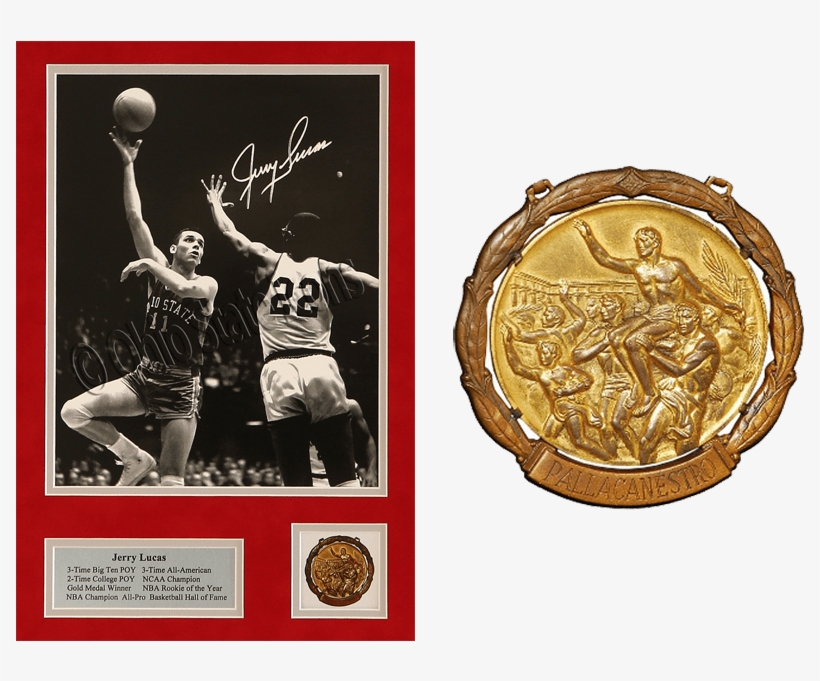 Jerry & Trophy - Jerry Lucas Autographed Photograph - 8x10 Inch Framed, transparent png download
