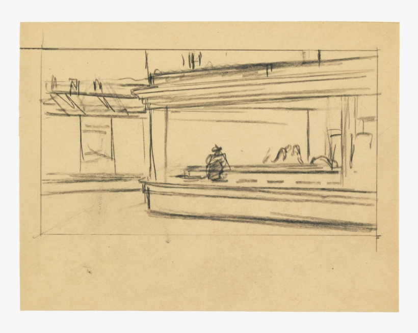 Edward Hopper Nighthawks Sketch, transparent png download