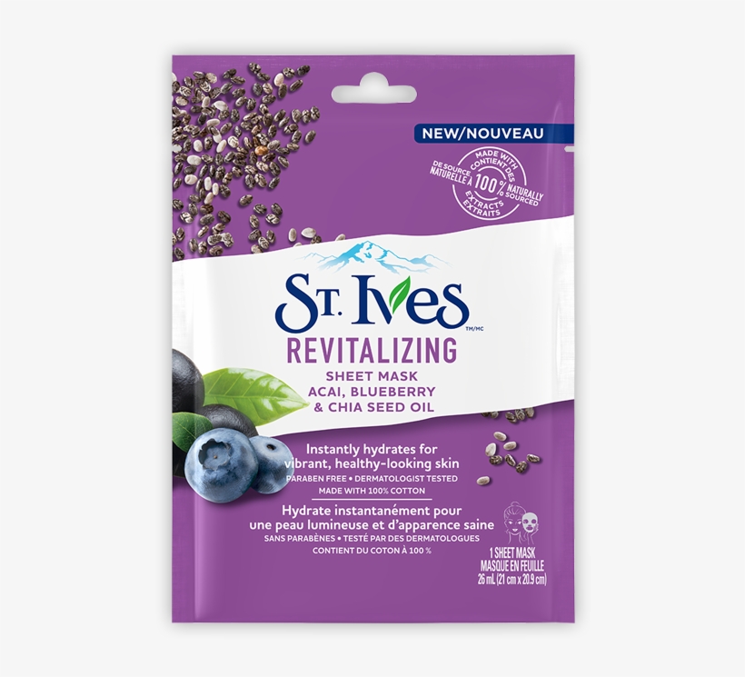 Revitalizing Acai, Blueberry & Chia Seed Oil Face Sheet - St Ives Revitalizing Açai Blueberry & Chia Seed, transparent png download