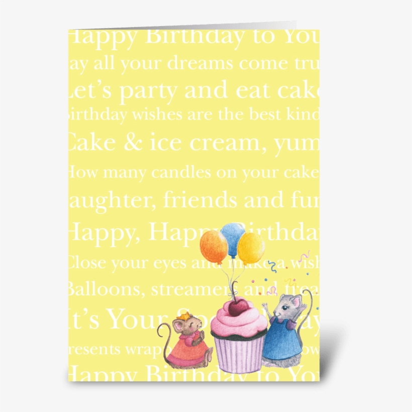 Happy Birthday Mice Greeting Card - Cake, transparent png download