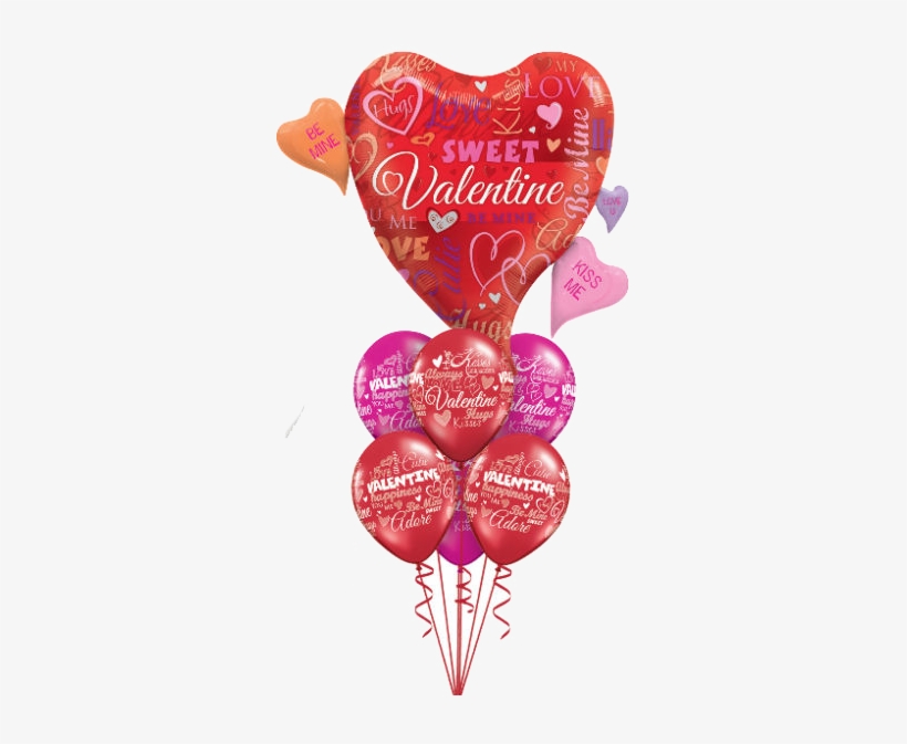 This Large Cluster Foil Balloon With 6 Patterned Latex - Png Cluster Valentines Day, transparent png download