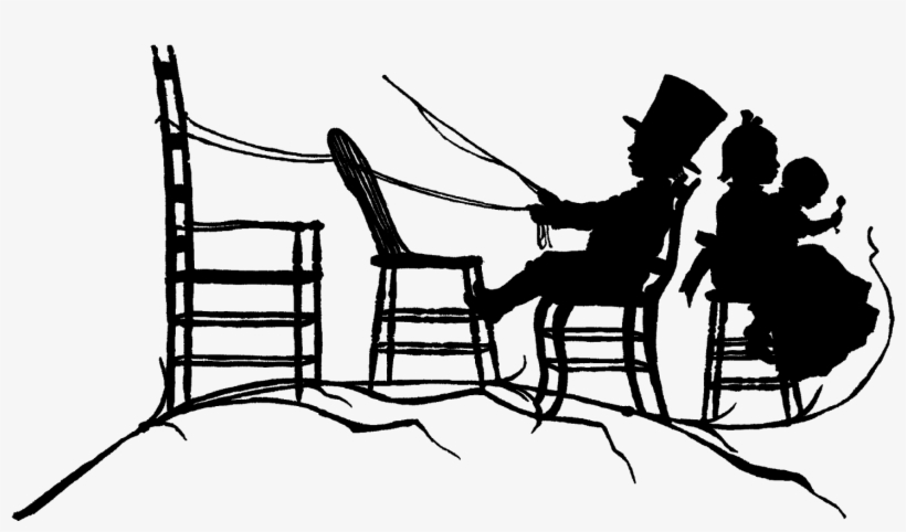 Silhouette Children Playing - Digital Stamp, transparent png download