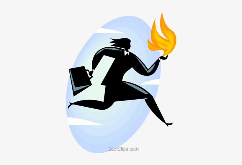 Businesswoman Running With Fire Royalty Free Vector - Running, transparent png download