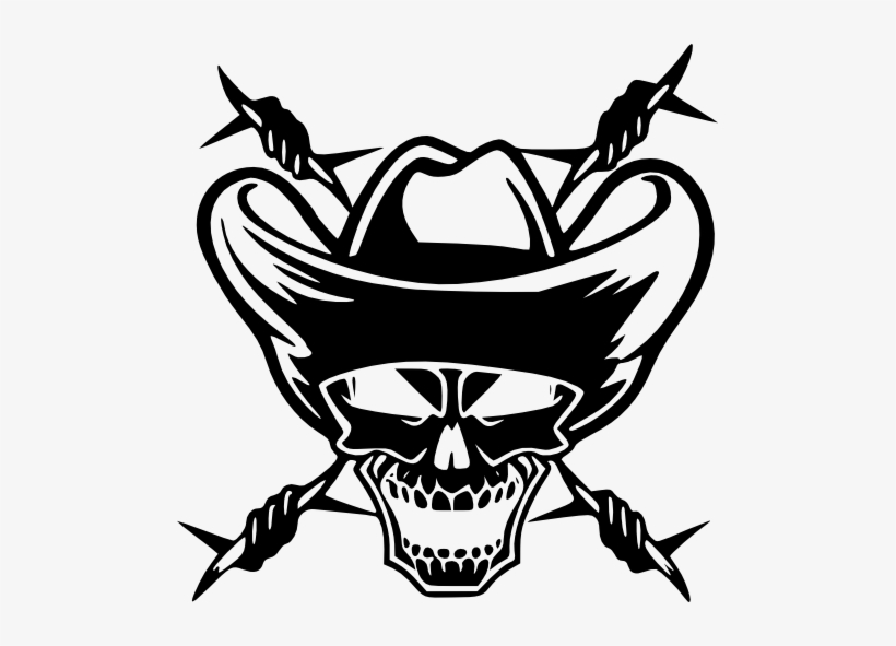 Cowboy Skull Silhouette Picture In Black Vinyl - Cowboy Skull Png, transparent png download