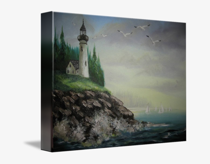Lighthouse On Cliff By Terry Couch Svg Library Stock - Painting, transparent png download