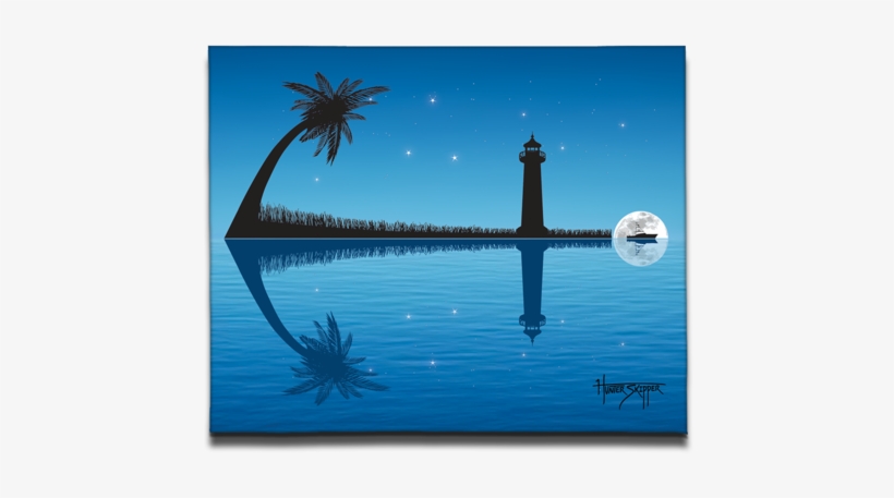 Anchor's Away Moon Canvas Print - Beach Themed Canvas Paintings, transparent png download