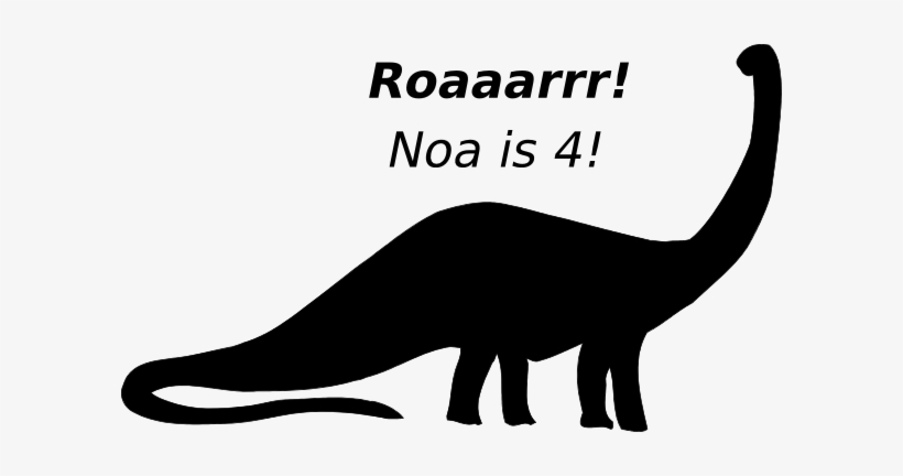 Brachiosaurus Silhouette Birthday Clip Art - Brachiosaurus Black And White Clip Art, transparent png download