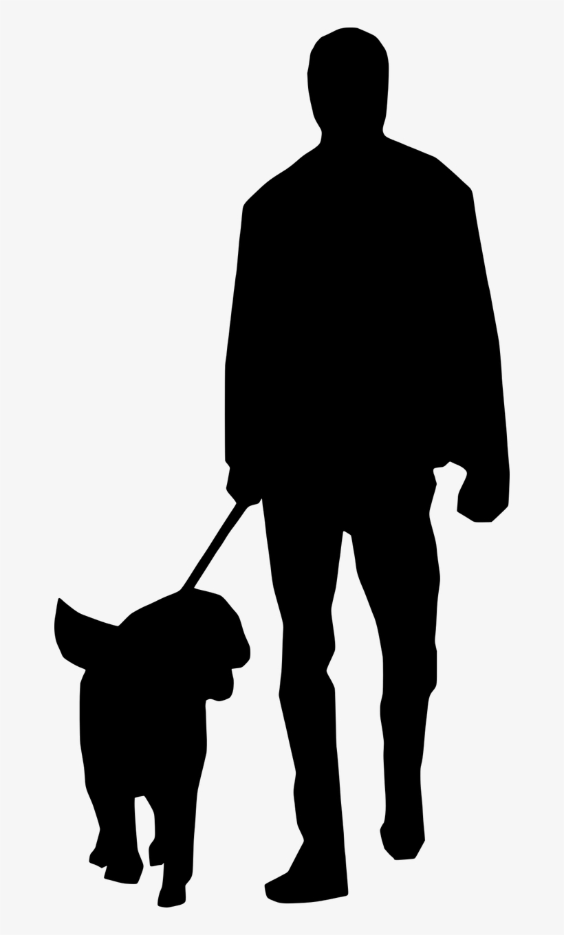 Clip Black And White Stock Man Dog Silhouette Free - Man With Dog Silhouette, transparent png download
