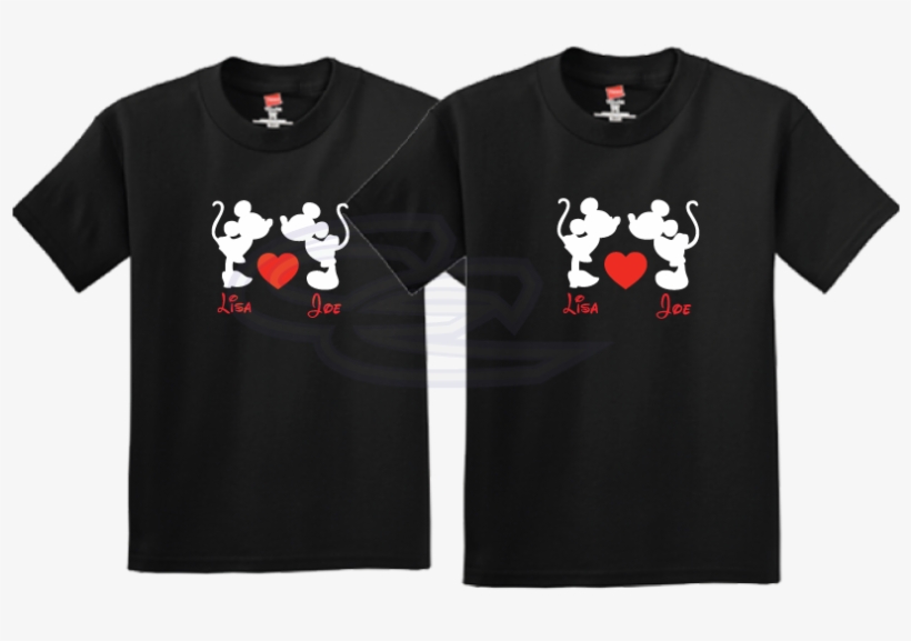 Mickey Minnie Mouse Kiss Silhouette With Custom Names - Dallas Cowboys Women's T-shirt ------------------------------, transparent png download