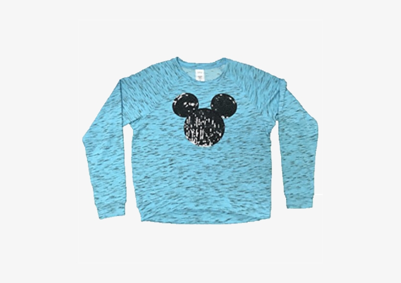Disney Mickey Mouse Ear Sequin Silhouette Lightweight - Long-sleeved T-shirt, transparent png download