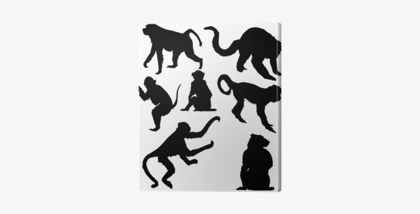 Seven Isolated Monkey Silhouettes Canvas Print • Pixers® - Silhouette, transparent png download