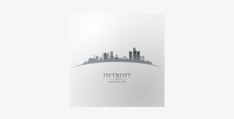 Detroit Michigan City Skyline Silhouette White Background - Silhouette, transparent png download