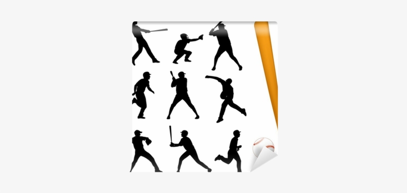 Baseball Players Silhouettes - Baseball Player Silhouette Border, transparent png download