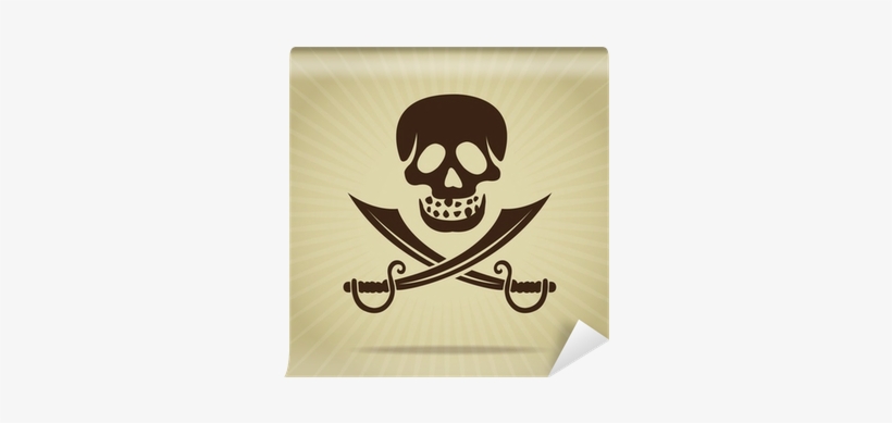 Vintage Skull With Crossed Swords Silhouette Wall Mural - Zazzle Piraten-schädel Mit Gekreuzten Schwertern Iphone, transparent png download