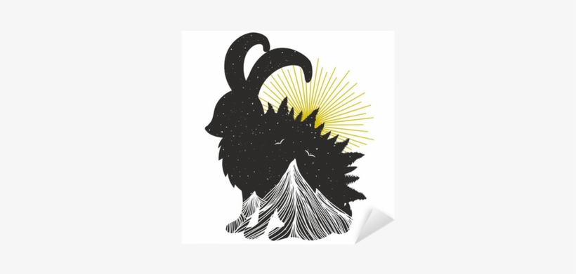 Poster With Hare Or Rabbit, Mountains And Pine Trees - Poster, transparent png download